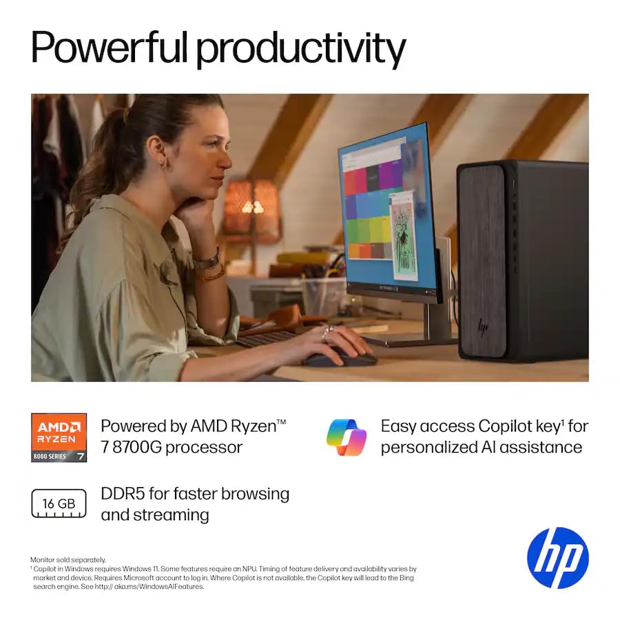 HP Secure & Productive Business Tower Desktop, AMD 8-Core Ryzen 7(Beat Intel Core i9-11900K), 16GB DDR5 RAM, 1TB Storage(512GB SSD & 500GB HDD), HDMI + DP, RJ-45, USB-C, Windows 11 Pro - Image 4