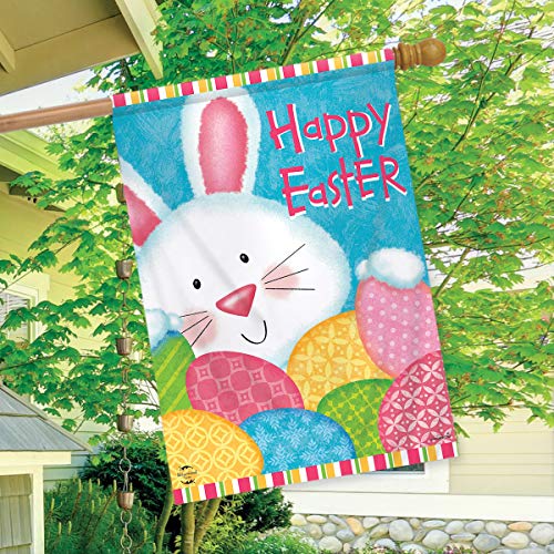 Bunny And Eggs Easter House Flag Holiday Decorated Eggs 28" X 40" Briarwood Lane #TOP3
