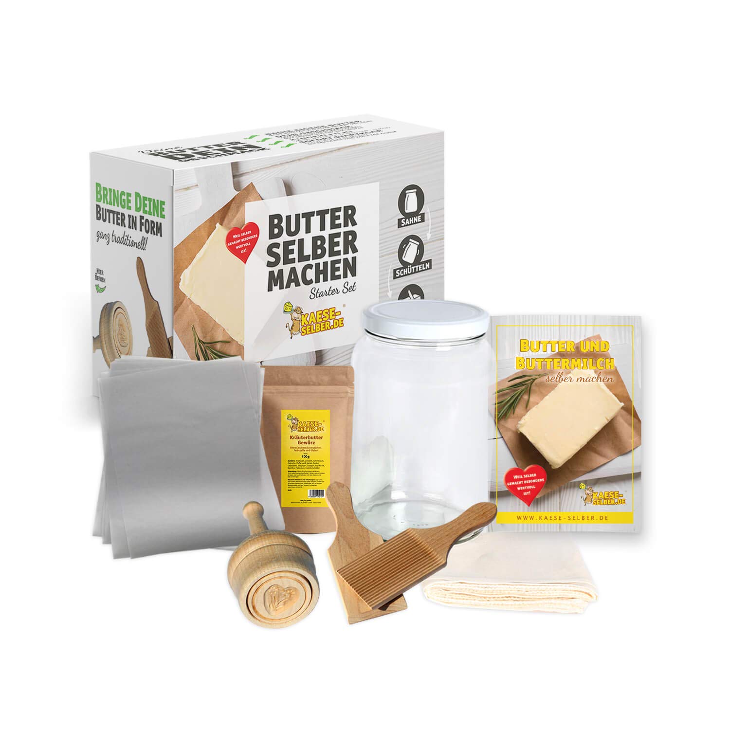 Butter und Buttermilch selber Machen - Set (Schritt für Schritt Anleitung)