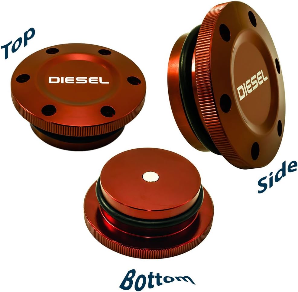 2013-2017 VMS Racing Magnetic Fuel Cap in Red Anodized Billet Aluminum Compatible with Dodge Ram Cummins Diesel and Ecodiesel 13 14 15 16 17 2013 2014 2015 2016 2017