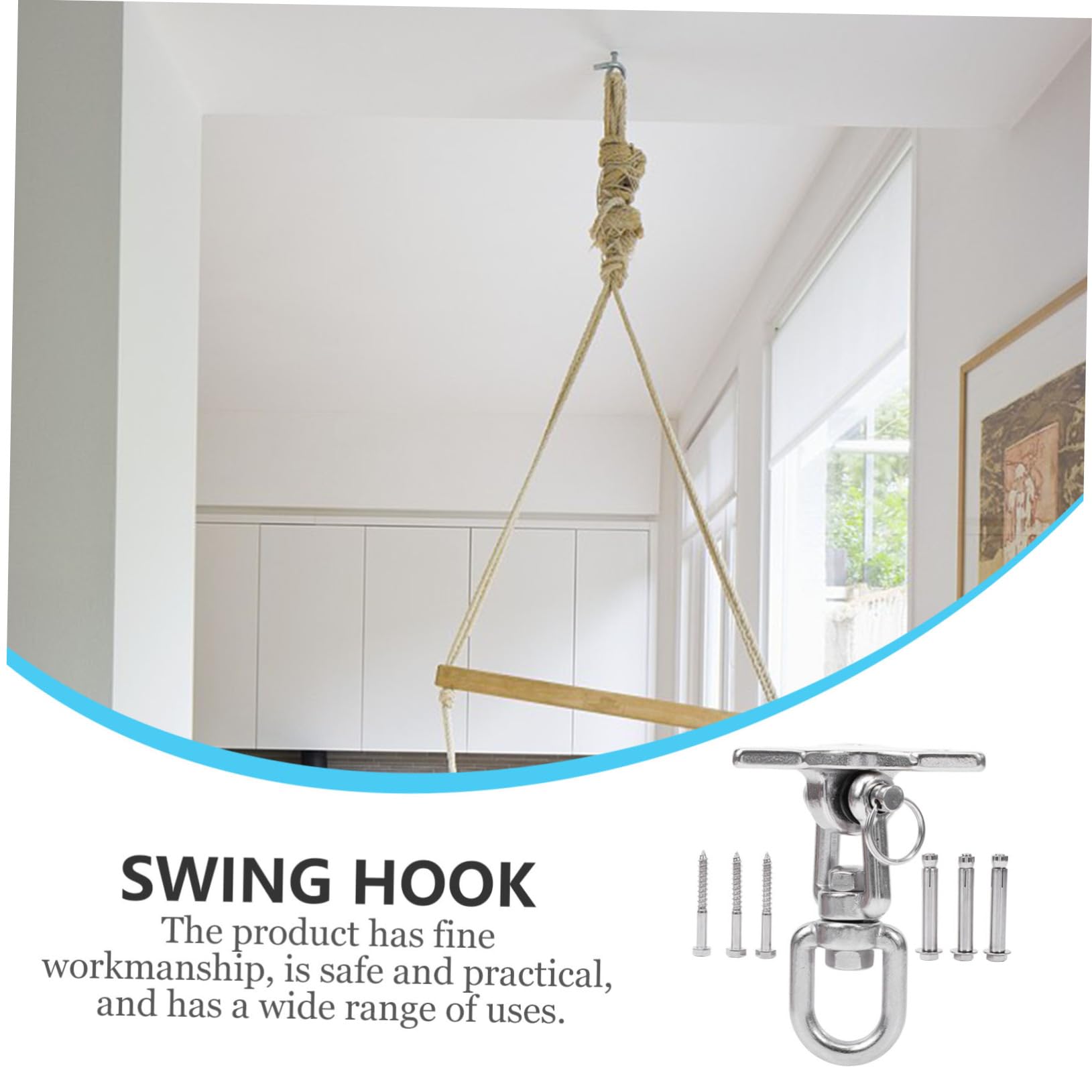 INOOMP Edelstahlhaken für Hängematten Schaukelhaken mit Befestigung Hängematten-ersatzhaken Robust und Sicher Einfache Montage für Outdoor und Indoor Nutzung