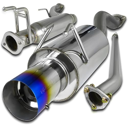 Spec-D Tuning Stainless Steel Catback Exhaust System w/Burnt Tip Compatible with 2006-2011 Honda Civic 4Dr Sedan
