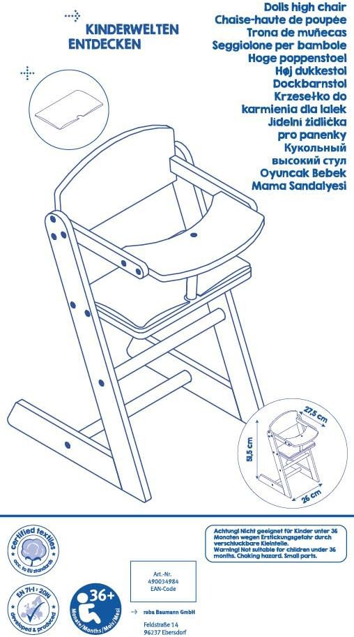 Assembly diagram for roba doll high chair