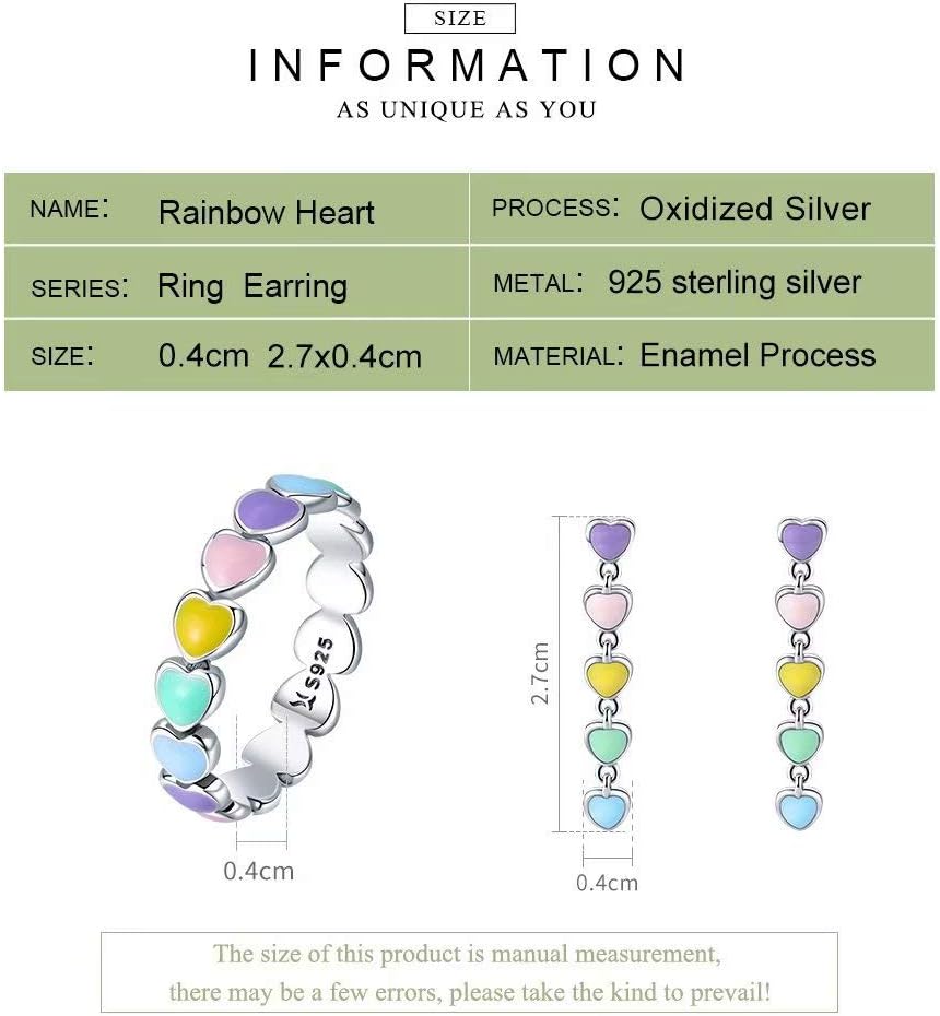 Color Heart to Heart Ring Rainbow Heart Endless Love Heart 925 Sterling Silver Exquisite Fashion Ring as a Gift for Girlfriend - Image 5