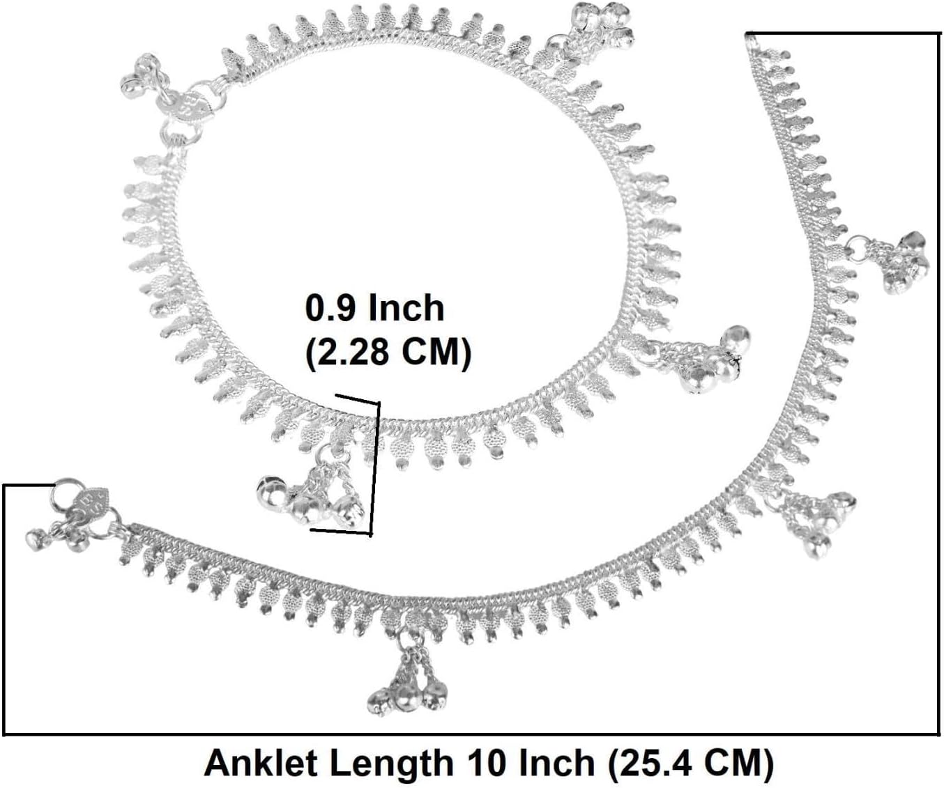 Efulgenz Silver Tone Anklets Indian Jewelry Anklets for Women Bollywood Crystal Ankle Bracelets Indian Payal Anklet Set for Women