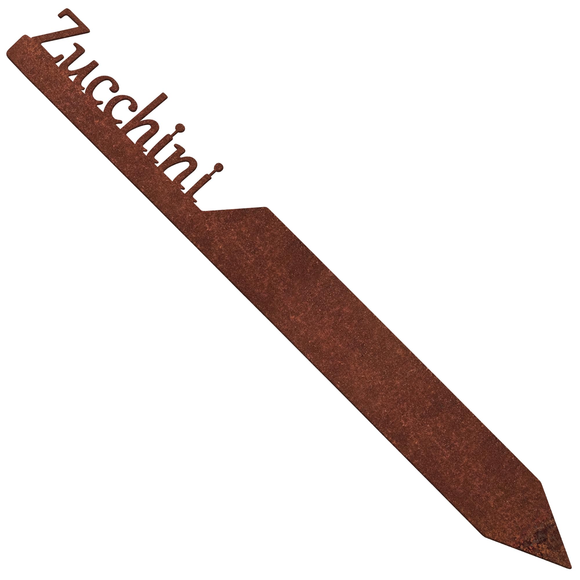 EXTRAVAGANT® Gartenstecker „Zucchini“ Gemüsestecker Gemüseschilder Gemüse Metall Stahl Rost Edelrost wetterfest für Garten Beet Pflanzenschilder Pflanzenstecker Gartenschilder Gartendeko Roststecker