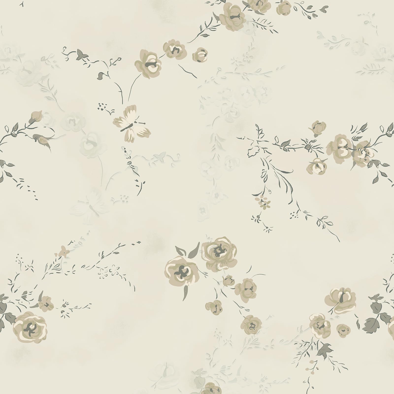 Yomshi Peel and Stick Wallpaper Beige Floral Wallpaper 44 x 1000 cm Vintage Contact Paper Decorative Vinyl Film for Furniture Living Room Bedroom Kitchen Self Adhesive Thickened Waterproof — image 1