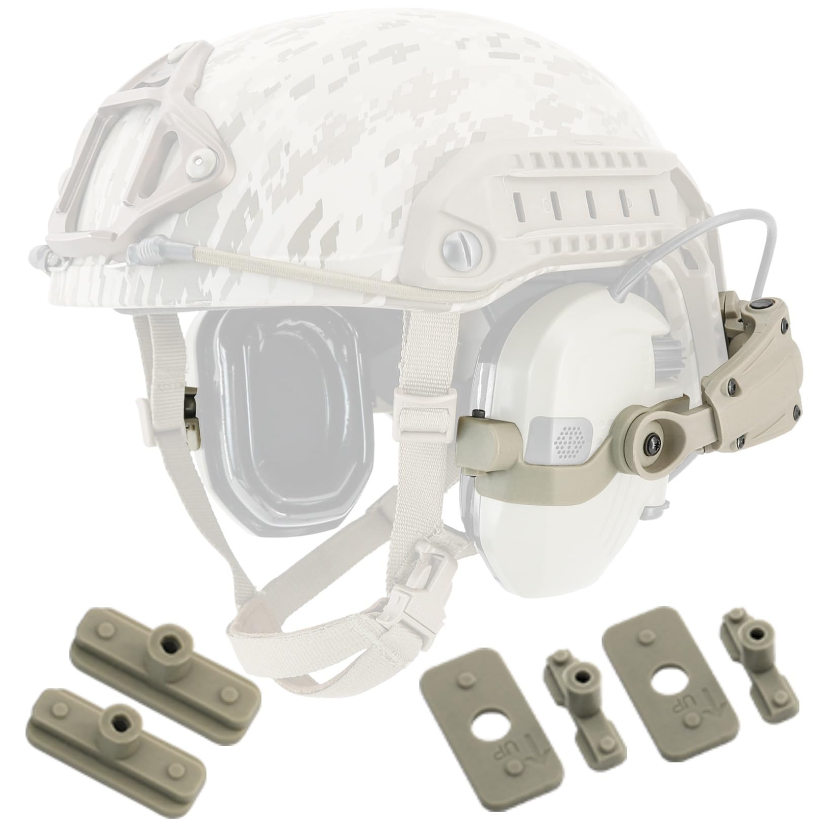 Tactical Earmuff Upgrade Helmet Rail Adapter for MTEK Rail/ARC Rail/Wendy 2.0 3.0 Rail Helmets for Walker's Razor Earmuffs (DE)