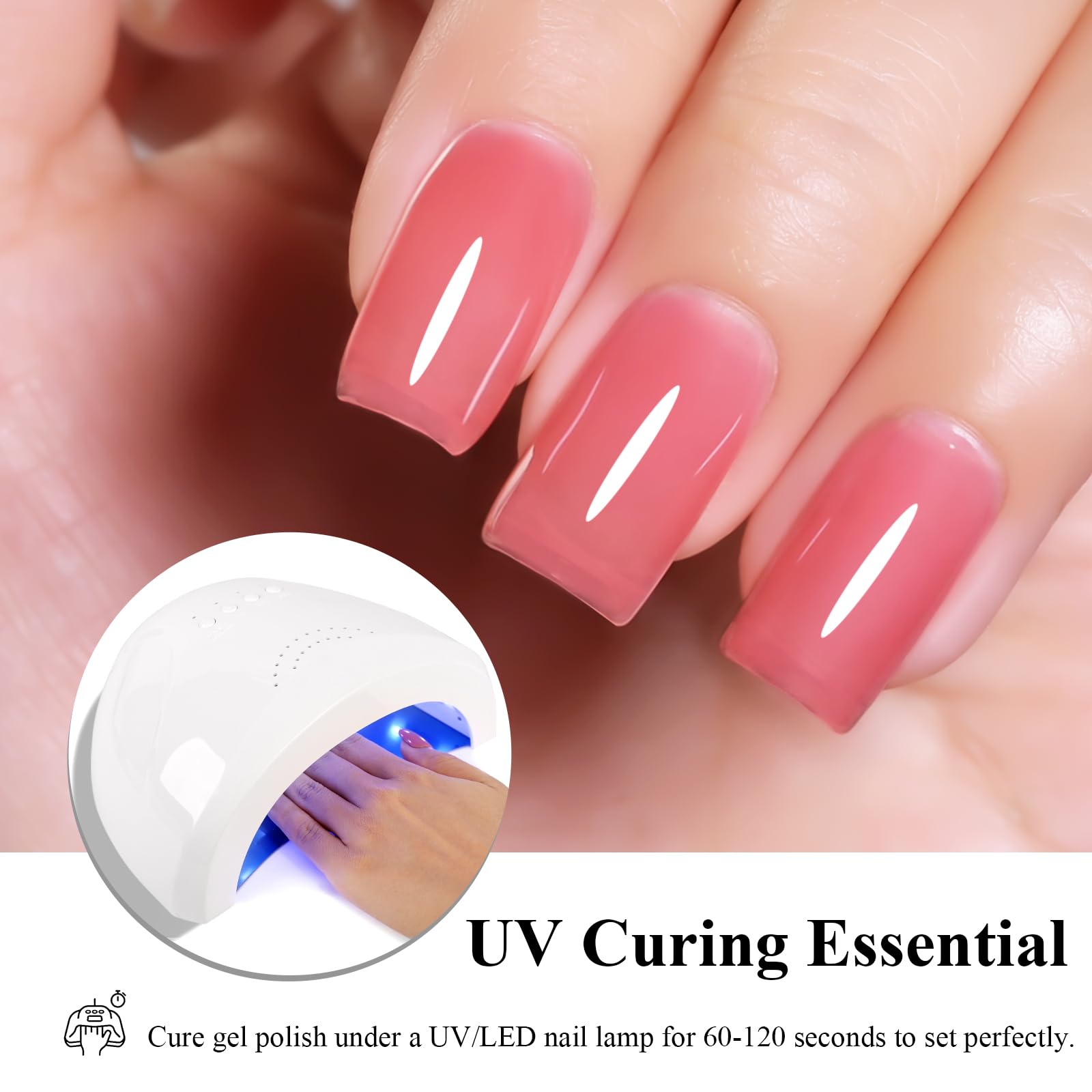 Firedeep Set Smalto Gel 10ml Senza HEMA 6 Colori Tonalità Nude Gel Trasparente Jelly Bianco Latte Rosa Beige Corallo Soak Off LED UV Manicure Professionale per Nail Art Fai Da Te e Saloni