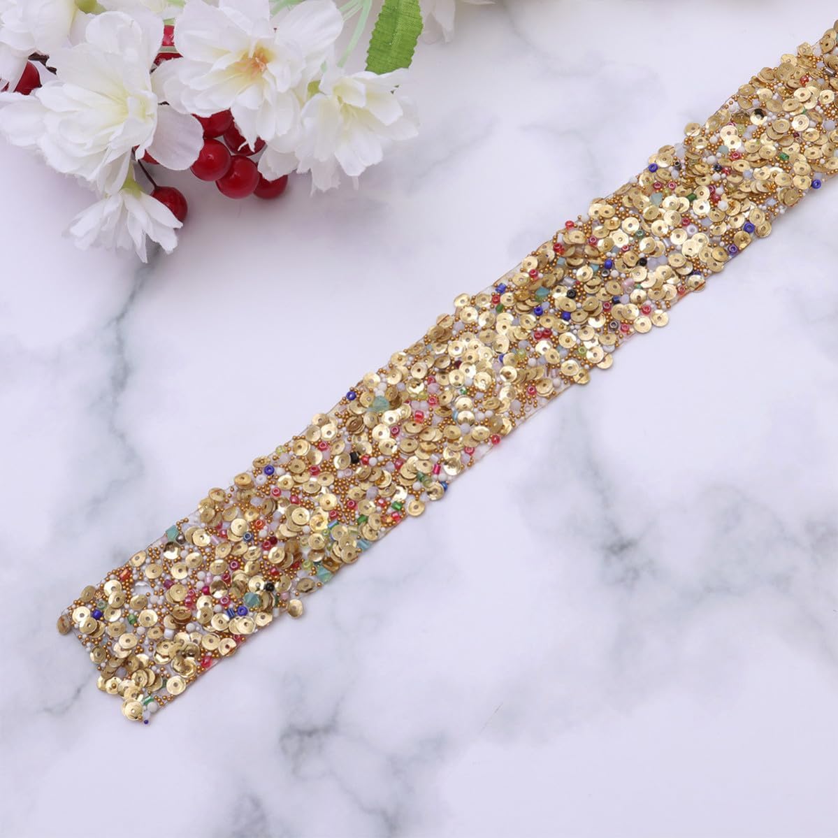 Golden Rhinestone Shell Trim for Ladies DIY Sewing