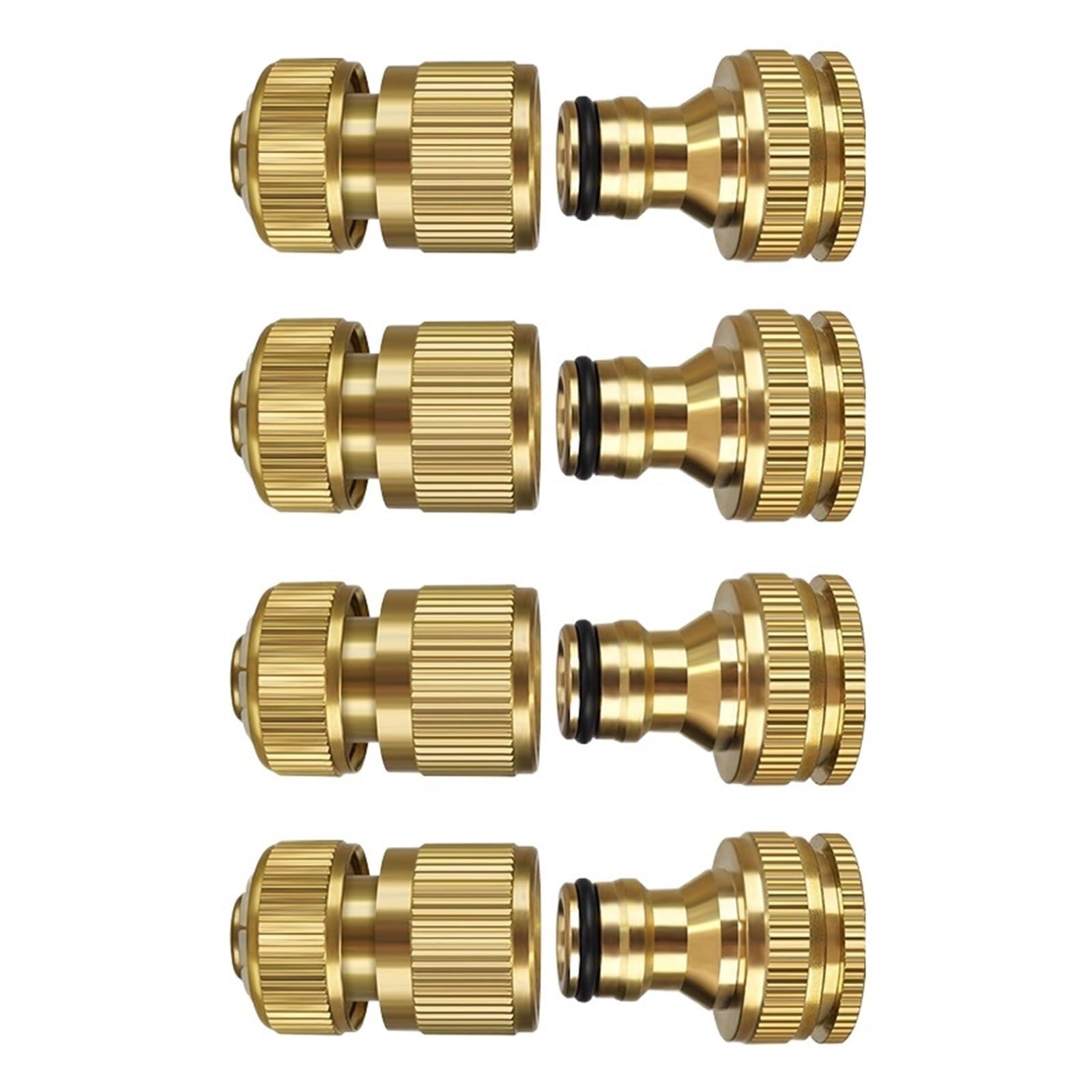 Connettore for tubo da giardino, rubinetto in ottone massiccio, 2 in 1 1/2 pollice e 3/4, raccordi a sgancio rapido(4 Set)