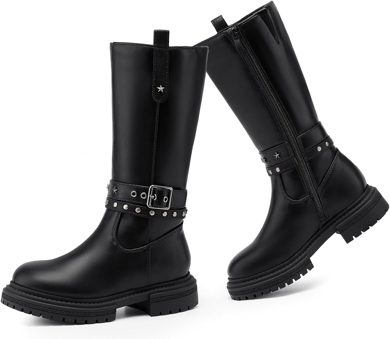 Girls Black Boots Fashion Knee High Booties for Toddler/Little Kids