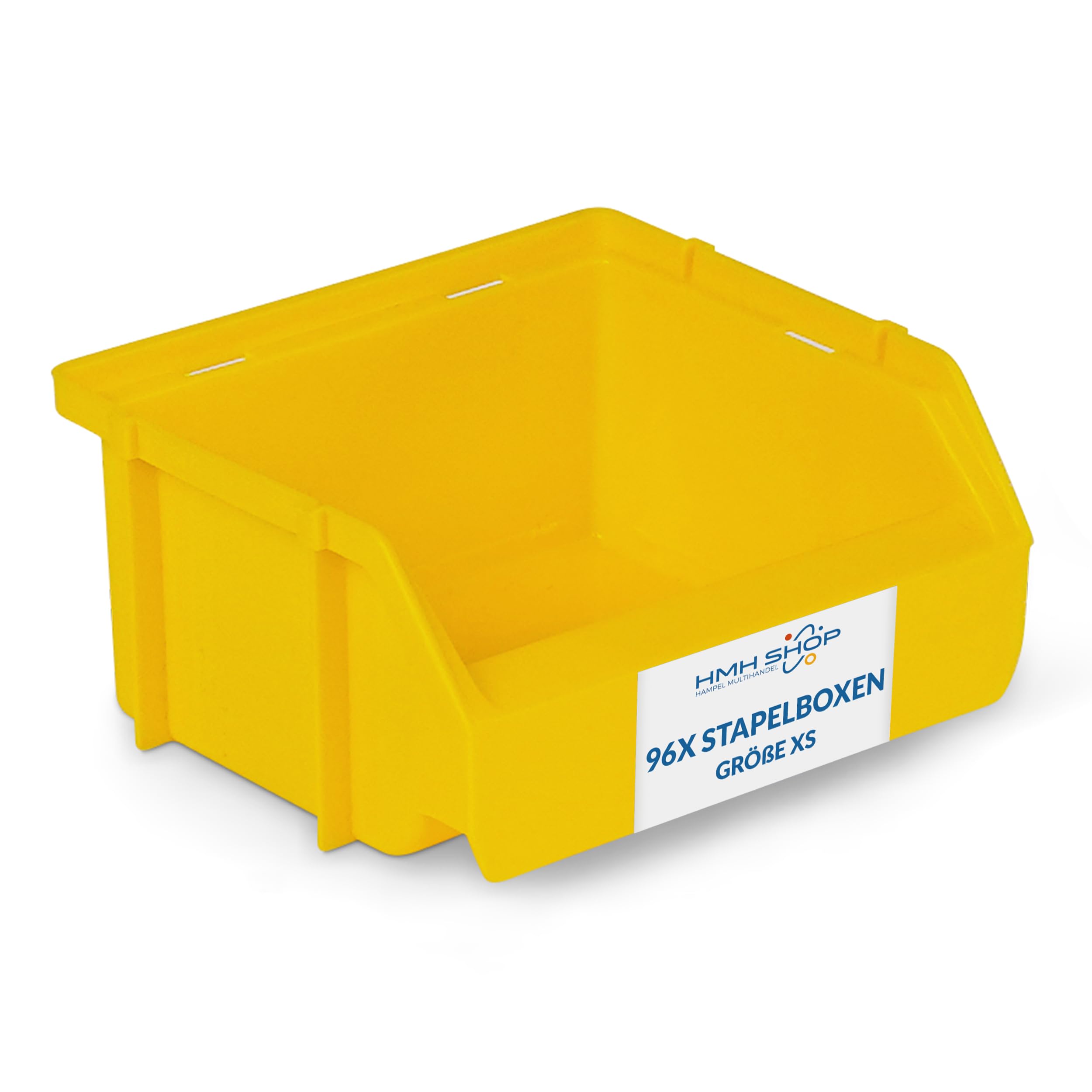 HMH 96x Stapelboxen Größe XS Werkstatt Garage Keller Sichtlagerboxen 90x102x50mm Lagerboxen GELB Sichtlagerkästen Kleinteile Aufbewahrung
