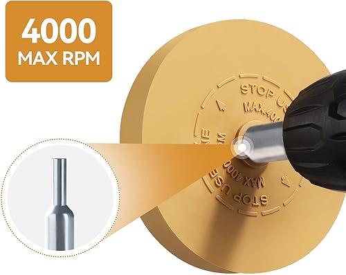 Miniatura 4 de Eliminador de calcomanías, rueda de goma para taladro, elimina rayas de automóvil, cintas de vinilo y gráficos de goma para autos, RV, motocicletas,