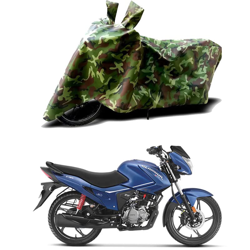 Image of 100% Water Resistant Bike Scooty Two Wheeler Body Cover Compatible for Hero Glamour Xtec-Dis /UV-Rays /Heat Protection /Birds Dropping /Scratchproof /Dust Proof /Waterproof /All Varient[Green MJ]