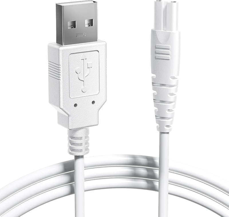 COSLUS Original C20 USB A Water Flosser Charger, Dental Pick Charger Cord | For Aquasonic, Nicwell, Oralfree, Nicefeel, Hangsun, Tovendor, Zerhunt Figure-8 Replacement Charger Water Flosser White