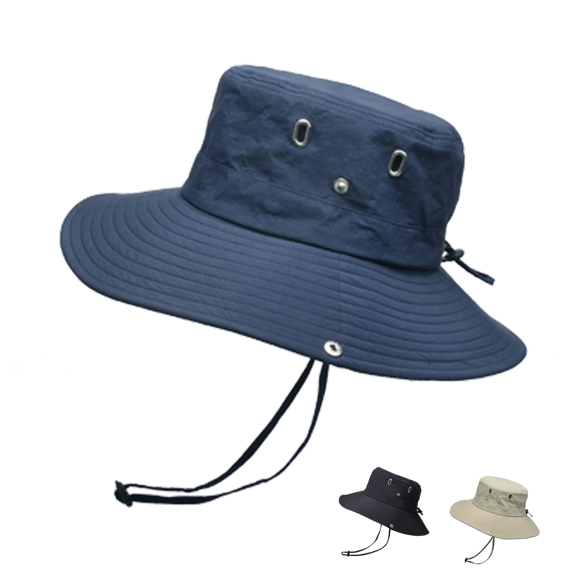 LilaciaBucket Hat Sun Hat for Men Women UV Protection Foldable Boonie Floppy Beach Hat with Four Breathable Eyelets for Fishing Safari Sport Outdoor Hiking Garden