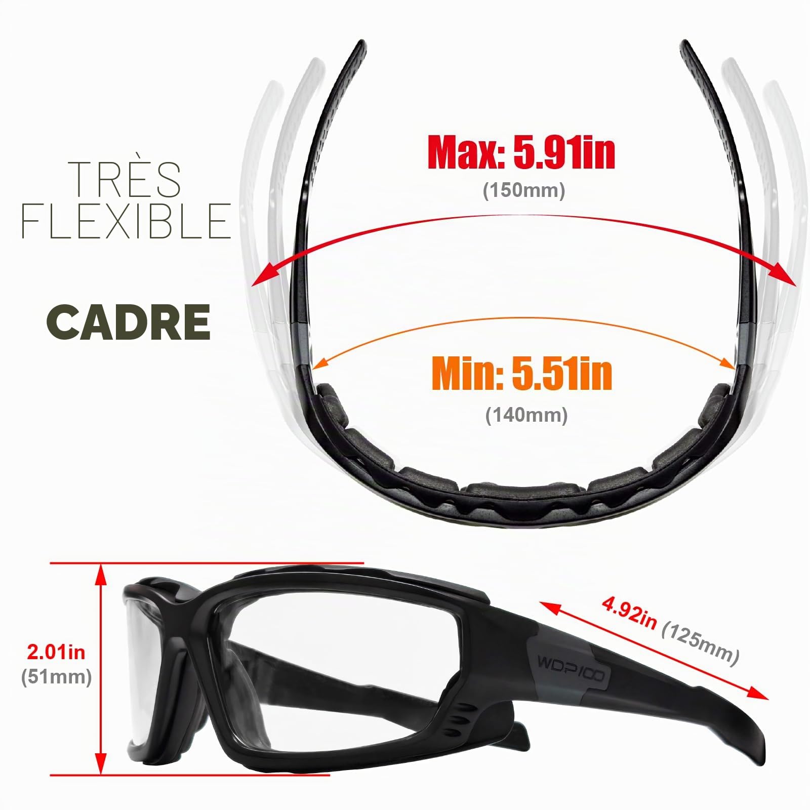 Lunettes de moto avec mousse intérieure amovible lunettes de protection powersports avec bandeau coupe vent et anti poussière pour ATV UTV