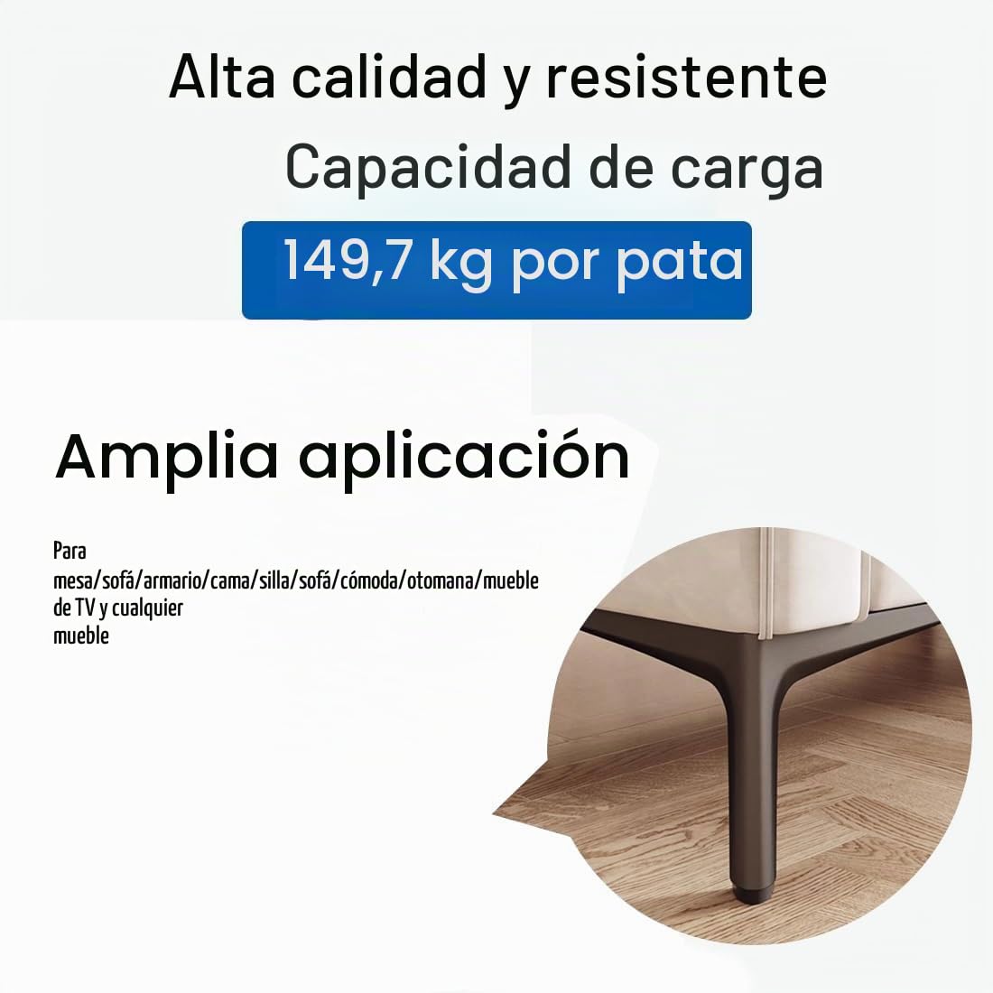 Genérico 4 Pcs Patas para Muebles de Acero INOX, Patas de Muebles Metal, Pies para Sofá de Repuesto,Negro Dorado Plata con y Almohadillas de Goma 4" 5" 6" 7" 8" 10"(Silver,H 10''/25cm)