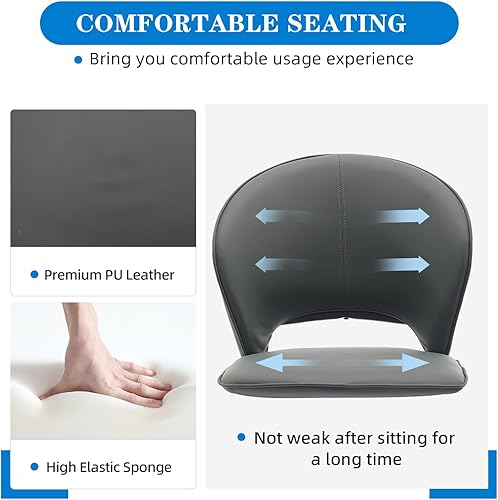 Miniatura 5 de Juego de 4 sillas de comedor tapizadas de mediados de siglo con patas de metal, respaldo medio, silla decorativa de piel sintética para cocina y