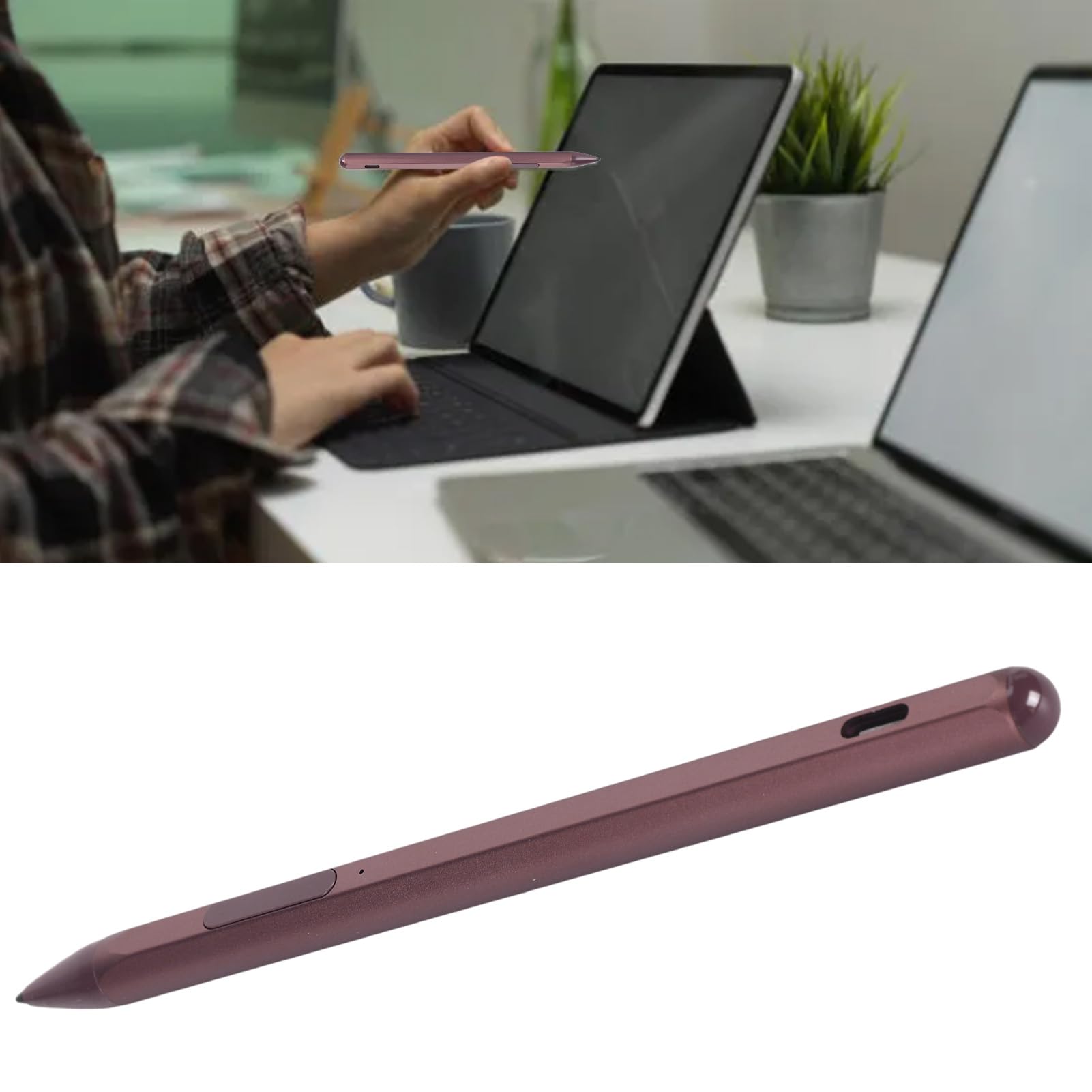 Jiawu Penna Stilo, Penna Attiva Inclinabile MPP 2.0 con sensibilità Alla Pressione 4096, Capacitiva con 3 Punte di Ricambio, Clip per Pennino e Aspirazione Magnetica per Laptop, Tablet e Touch (Rosa