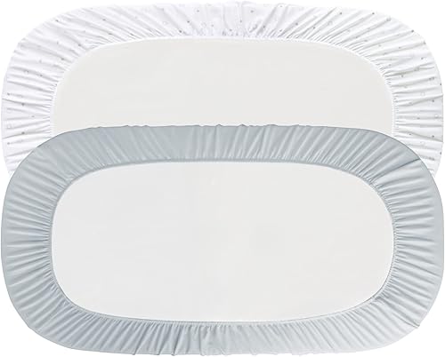 Miniatura 25 de Bassinet Sheets 2 Pack, Fit for Halo BassiNest Swivel, Glide, Flex Sleeper, 4moms Mamaroo Sleep Bassinet, Baby Boy/Girl, Ultra Soft & Super White &