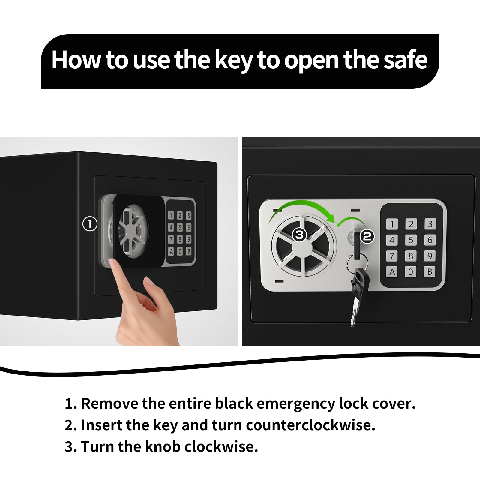 Digitaler Safe 6,8 l, kleiner Tresor für Zuhause, elektronische Sicherheitskassette, Wandtresor fürs Homeoffice mit 2 Schlüsseln, Mini-Safe 23 x 17 x 17 cm, schwarz