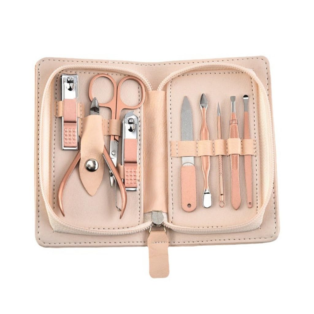 Ensemble de coupe-ongles or rose 9 pièces, coffret soin à offrir