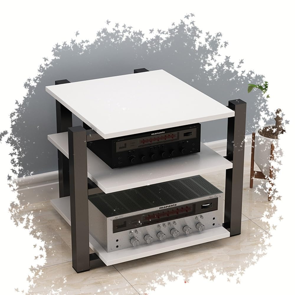 Soporte para Medios audiovisuales de 2, 3 o 4 Niveles, estantería para Audio y vídeo, gabinete de Almacenamiento Multimedia, Torre de Audio estéreo Moderna para Equipos de Audio Hi-Fi (Blanc