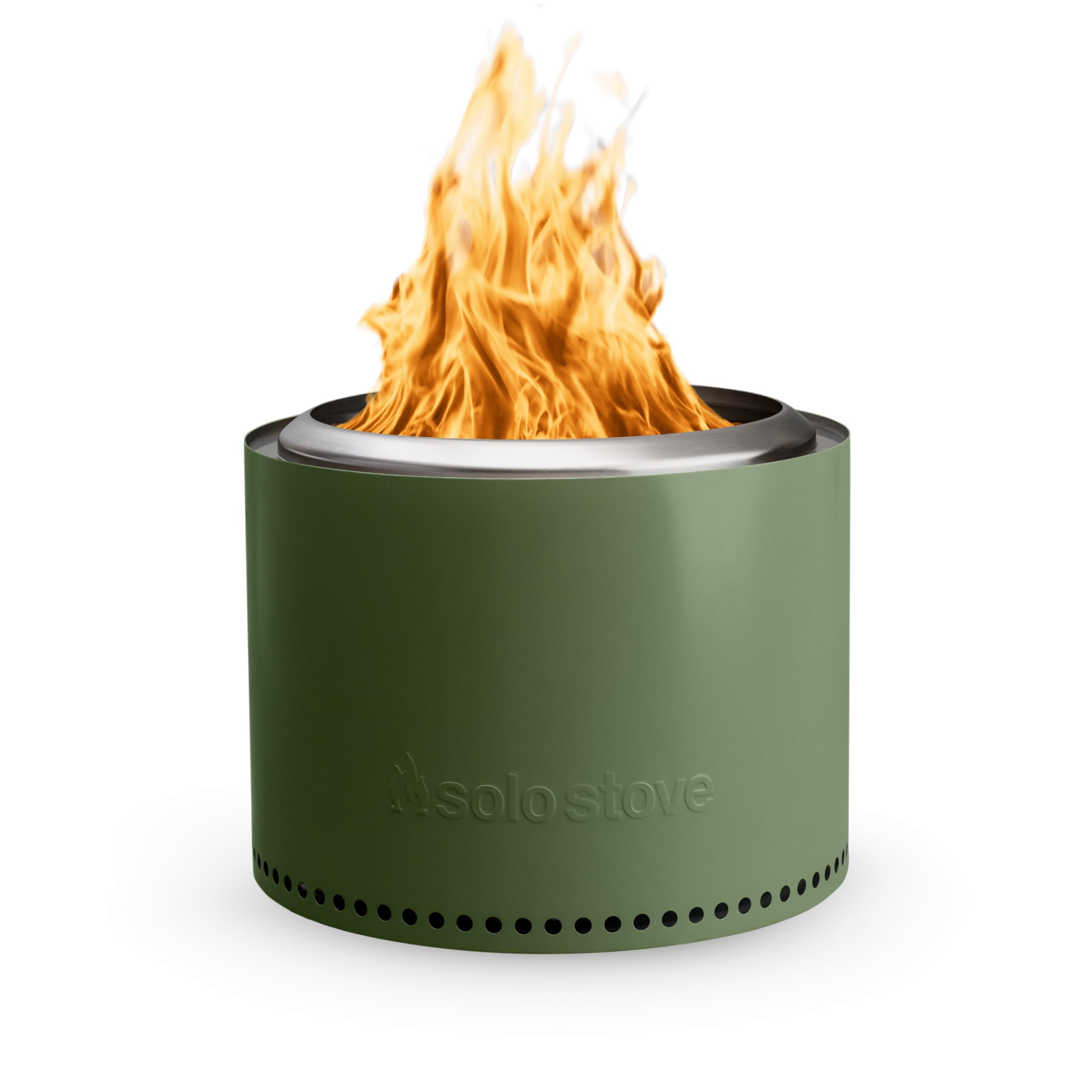 Solo Stove Bonfire 2.0-19.5 Inch Smokeless Fire Pit with Removable Ash Pan - Portable Outdoor Fire Pit - Stainless Steel - Wood Burning Lightweight Fireplace, Ideal for 4-6 People, 20lbs, Deep Olive