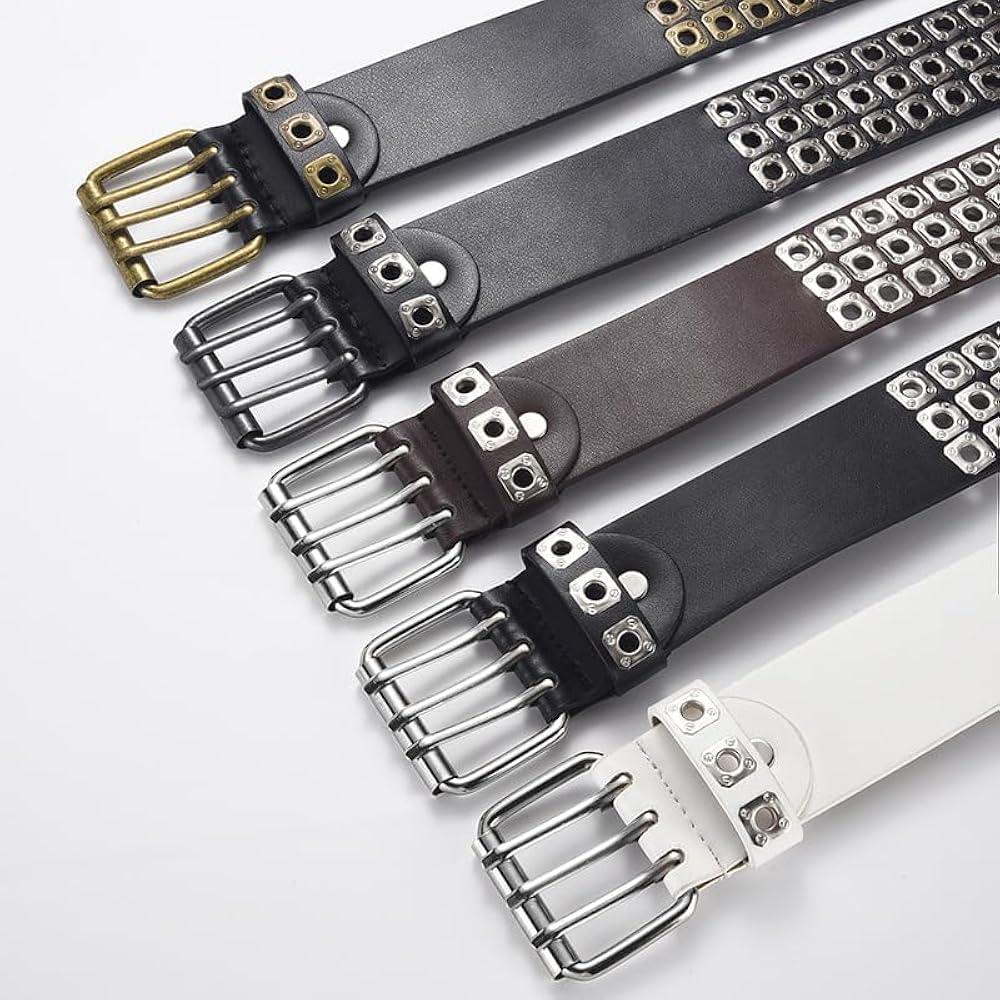 Namzi 3 Row Studded Belts Punk Hip Hop Personalized Faux