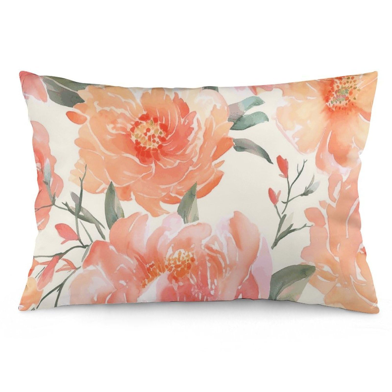2 Pack Pillow Cases for Hair and Skin, Soft Breathable Pillow Case Covers with Hidden Zipper, Peach Peony Pillowcase 12 "x20 Pillow Covers for Sleeping Gift
