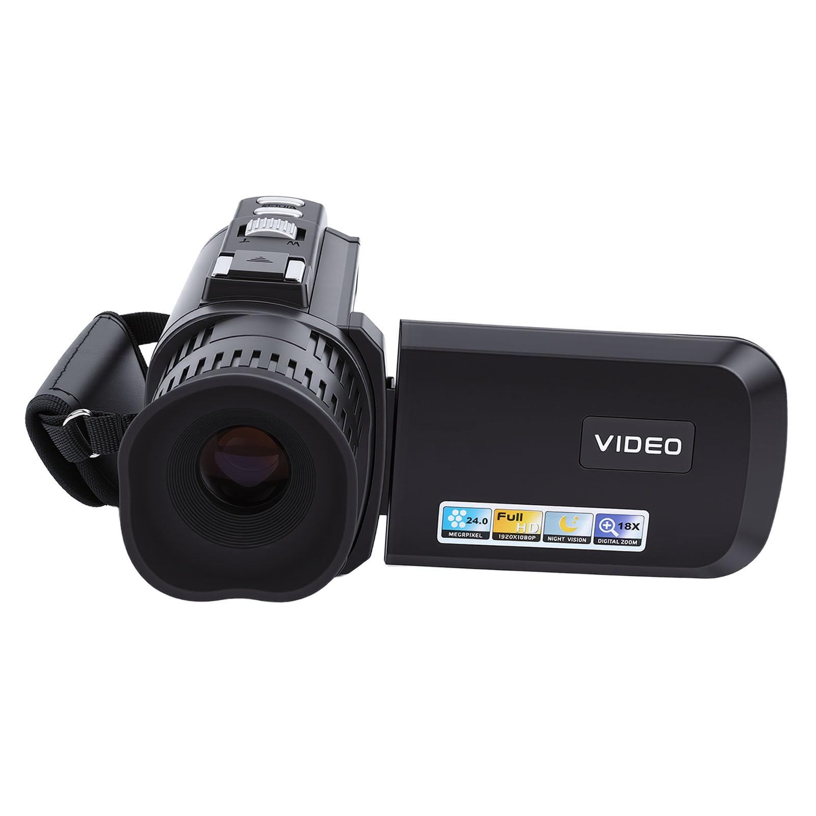 FHD 1080P Digital Camcorder, 24MP Video Camera with 3.0 Inch 270° Rotating Screen, 18X Zoom Anti-Shake, Built-in Microphone, for Wedding Recording (Black)-image-34