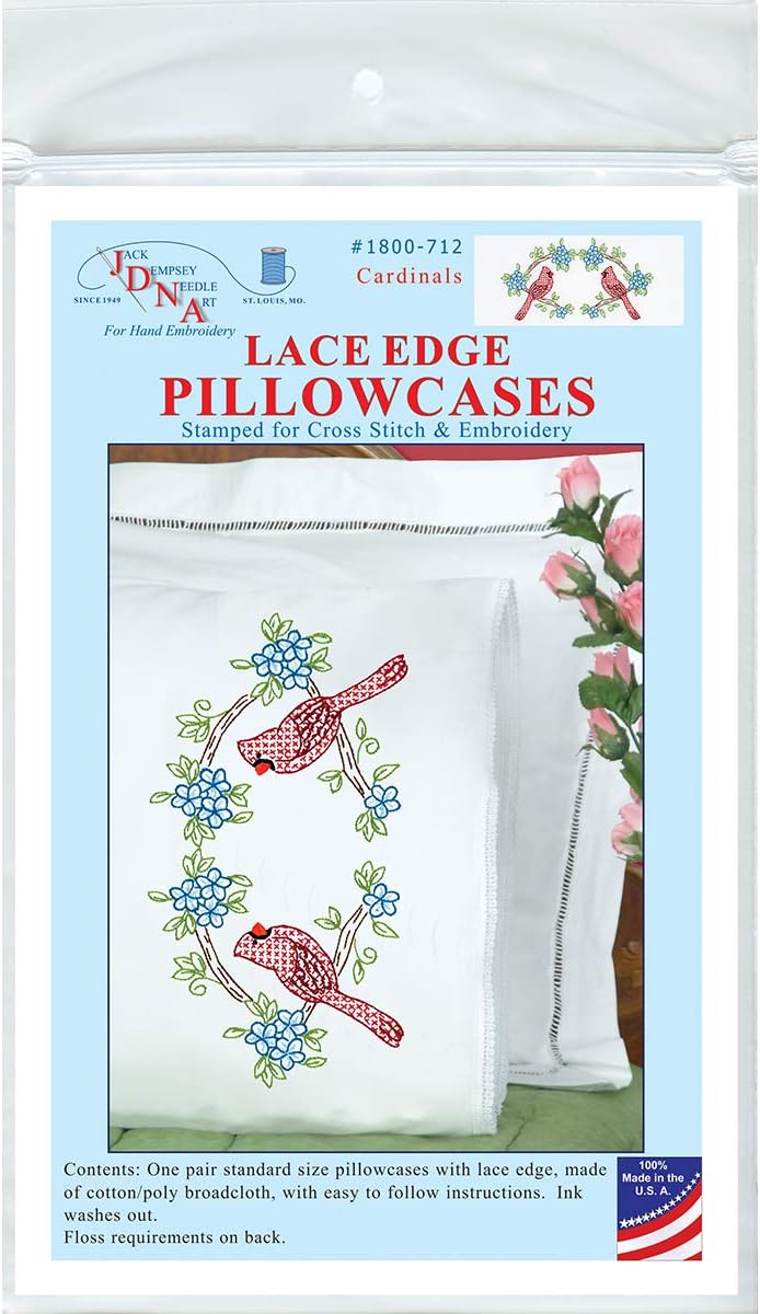 Jack Dempsey Pillowcase Lace Cardinals