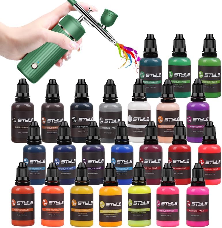 Airbrush-Kit Compresor de aerógrafo inalámbrico recargable con kit de pinturas de 24 colores para peluquería, arte de uñas, maquillaje, pintura de disponible en Yaxa Venezuela