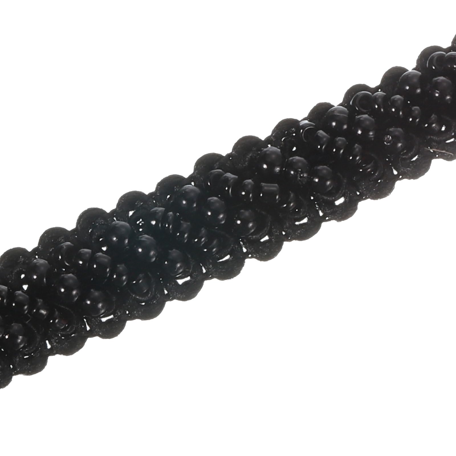 Garniture dentelle perle noire haut de gamme applique frange 5 yards