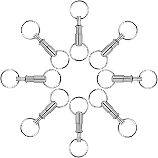 8Pcs/set Upgraded Quick Release Keychain, Uning Detachable Pull Apart Key Rings Keychains Snap Lock Holder Convenient Accessory (Silver)