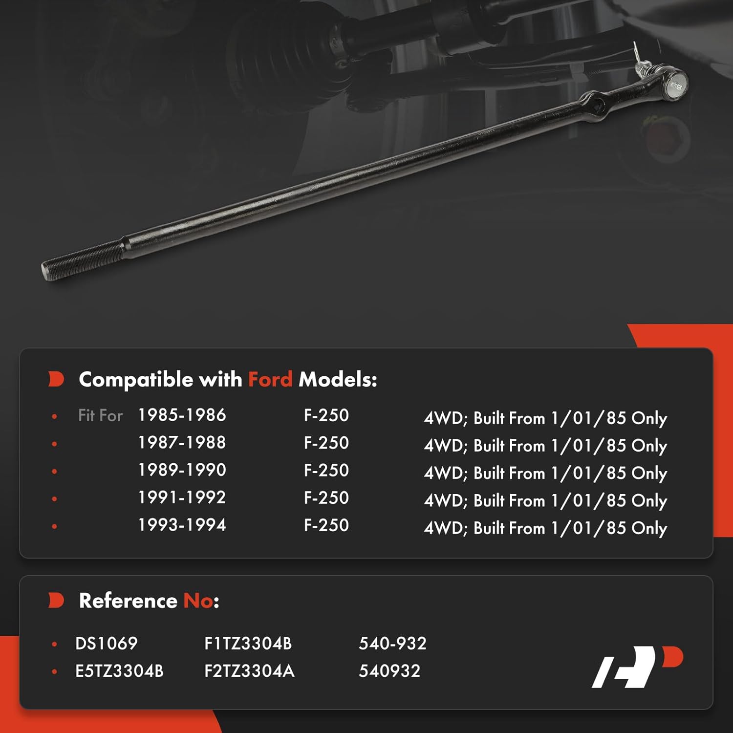 A-Premium Front Right Inner Steering Drag Link, Compatible with Ford F-250 F250 1985-1994, 4WD