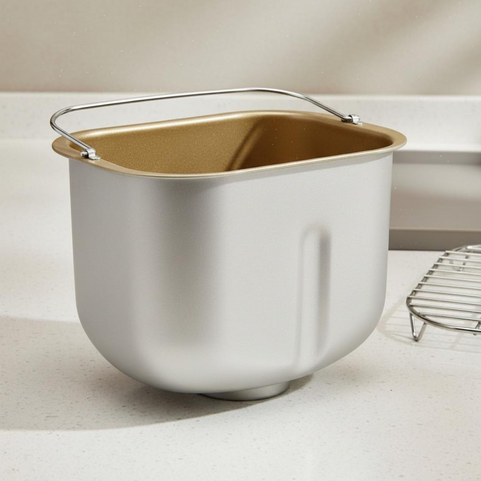 MagiDeal Moule à Appareil Maison Seau Pétrin Machine à Contenant Mélange Cuisson Poêle Autonettoyante avec Revêtement Alimentaire Adapté pour Familles et Boulangerie Domestique, Doré