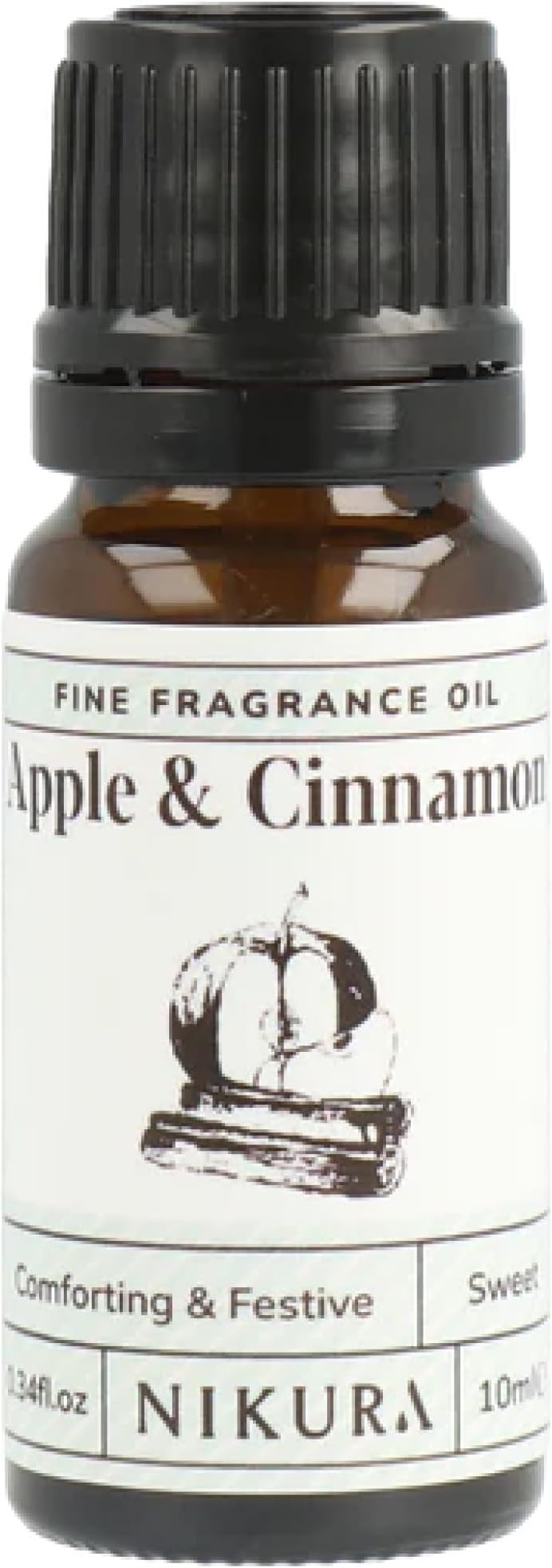 Nikura Apple & Cinnamon Fine Fragrance Oil - 10ml | Perfect for Soap Making, Candle Making, Wax Melts, Diffuser, Burner | Great for use in Bath Bombs, Perfume Oil, Perfume Scents | Vegan & UK Made
