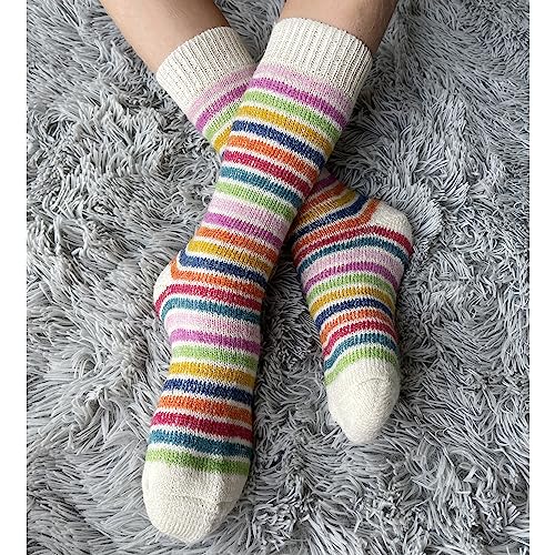 Kids Wool Socks: Pure Organic Virgin Wool Socks with Colorful Stripes, Size Baby – 8 Years2