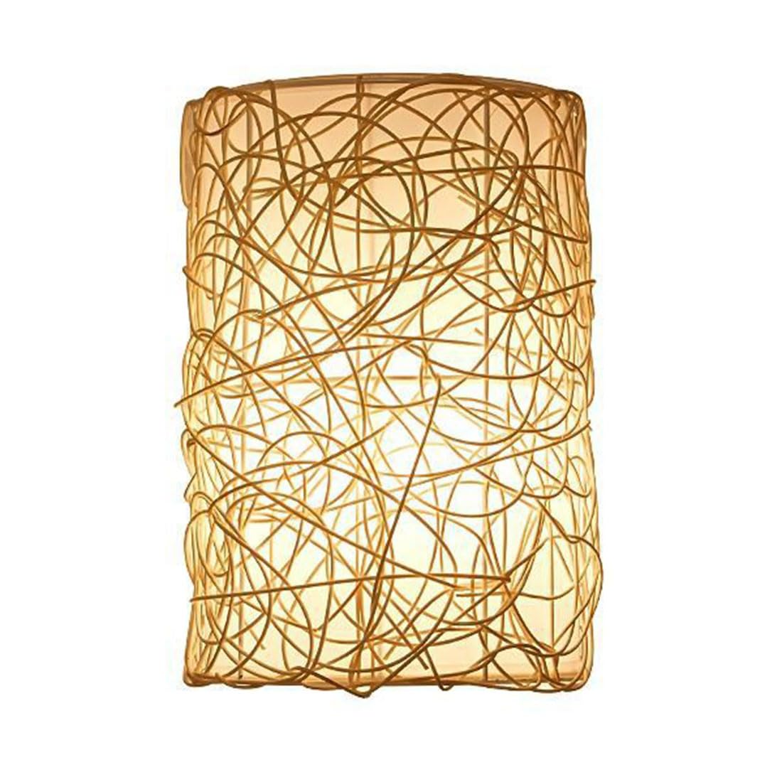 HUAYUSEDF Wall Lamp Woven Natural Rattan Lampshade Art Simple Mounted Light Industrial Style Bedside Sconce Lights for Living Room Bedroom Corridor Staircase Restaurant (B)(A)