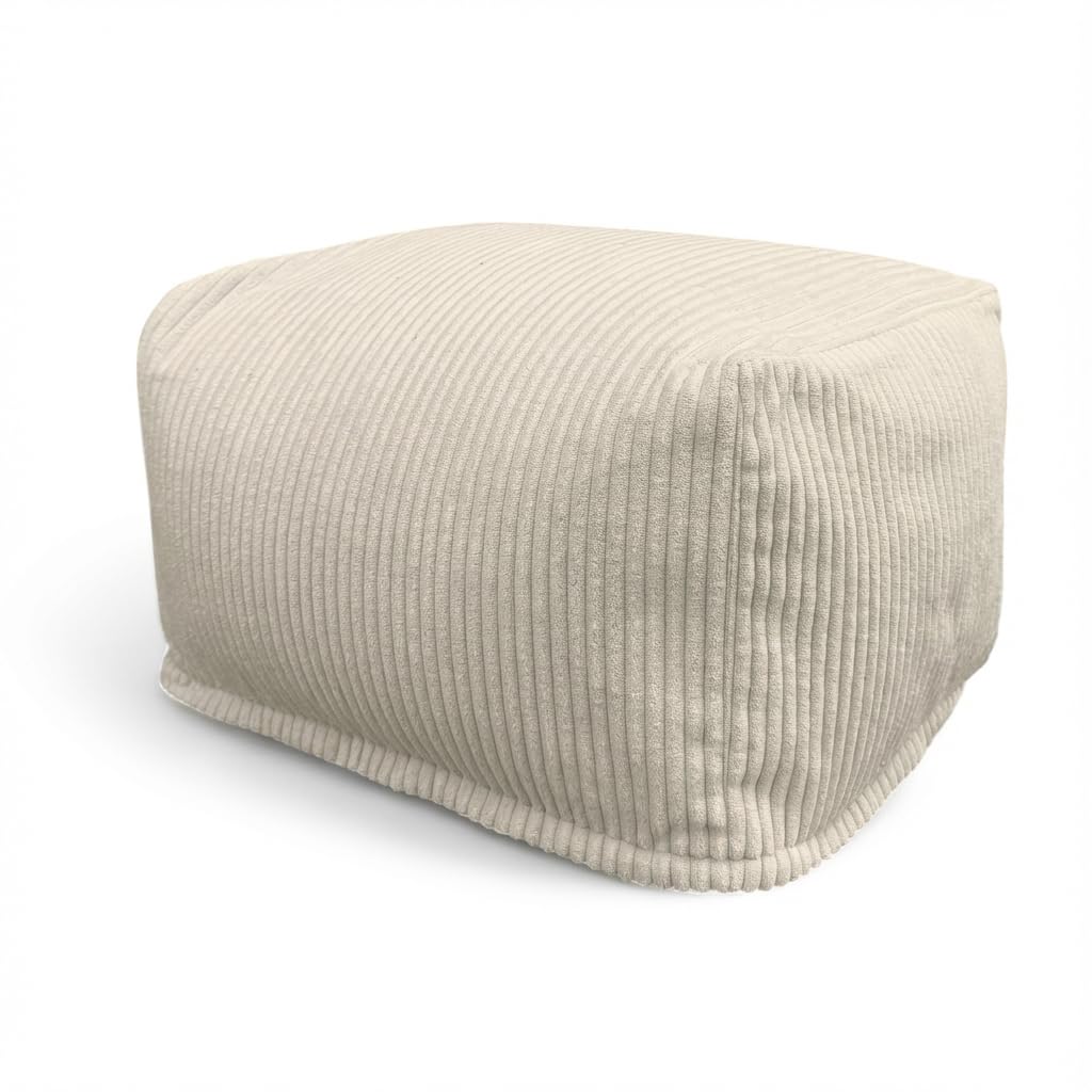 Aiire Sillón Puff con Relleno Incluido - Puf Salon, Dormitorio y Habitación Juvenil Moderno - Funda en Pana Premium Desenfundable y Lavable - Puff Reposapiés Rectangular [50x40x30]