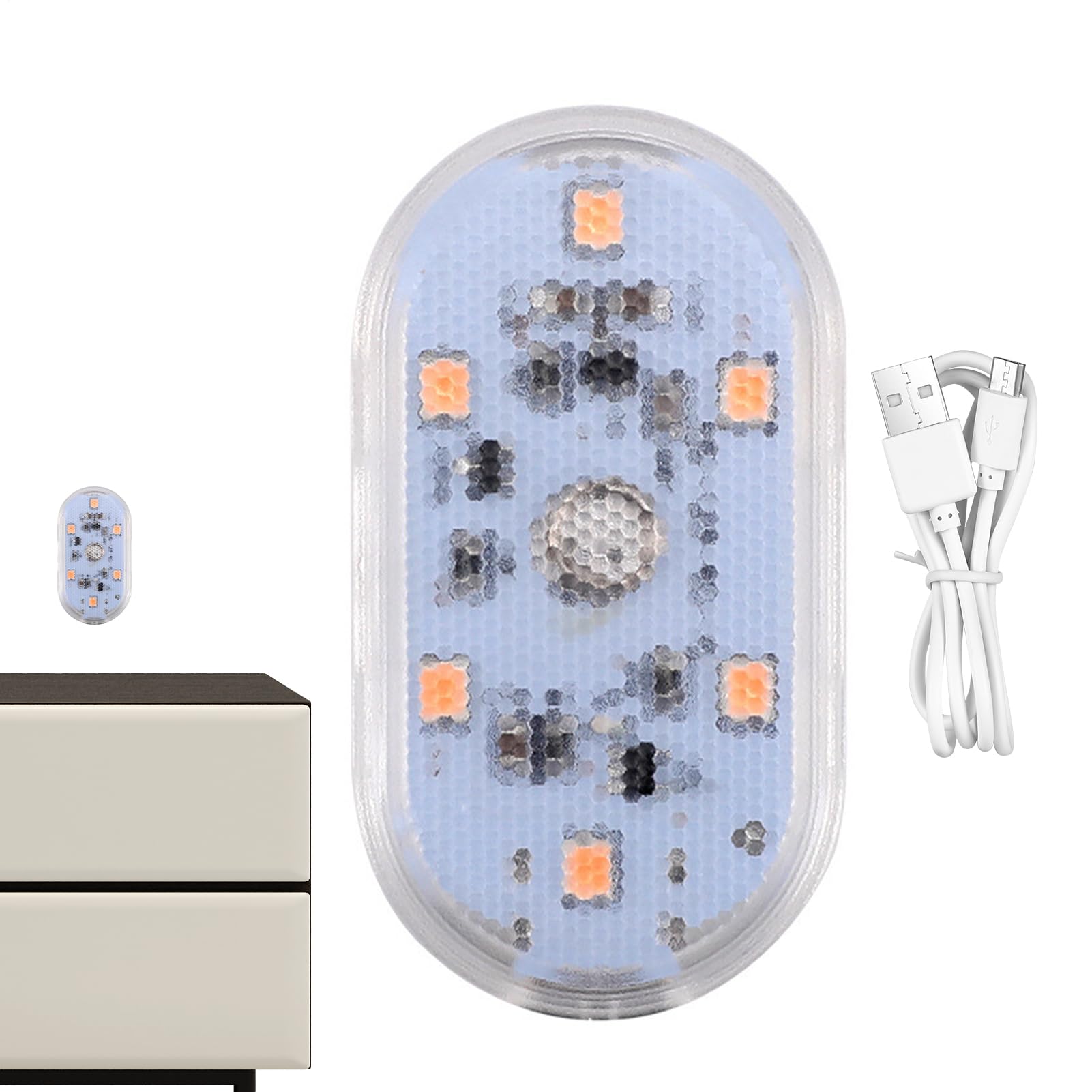 Interior Car Lights | USB Rechargeable Wireless LED Light | Easy Installation Colorful Atmosphere Light with Soft for Door, Bedside, Wardrobe, Seat Corner