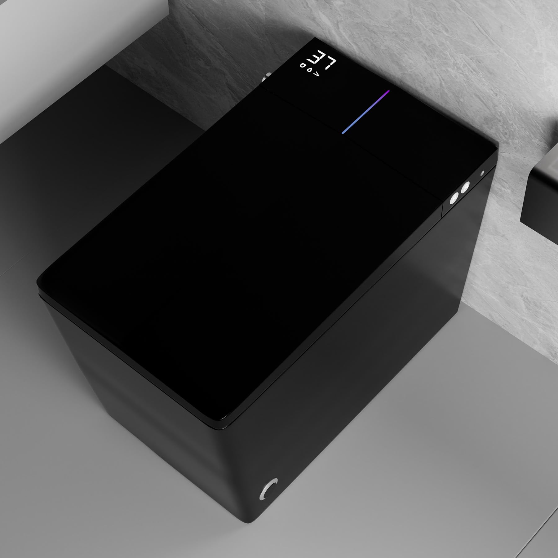 WinZo Square Smart Toilet with Tank Built-in,Square With Auto Flush, Rectagnle Heated Bidet & Drying, Night Light Convenient For Seniors, Luxury Bathroom Or Low Water Pressure Space (Matt Black)