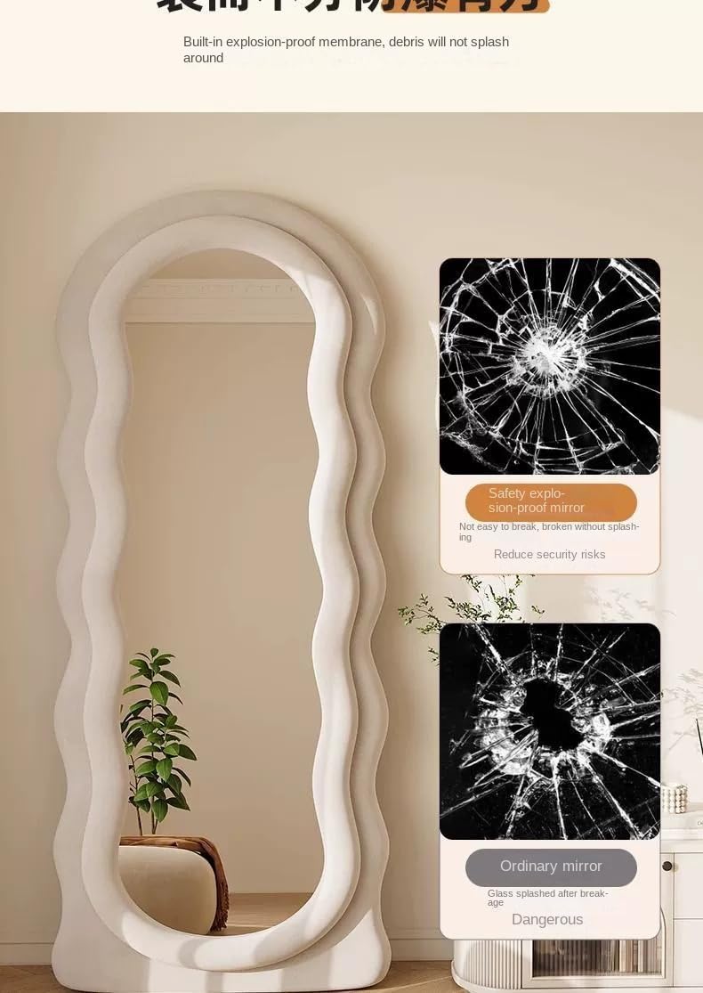 Amazon.co.jp: 北欧 全身鏡 角丸デザイン アルミフレーム 全身