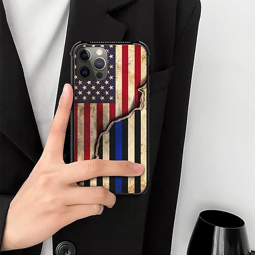 Miniatura 5 de DAIZAG Funda compatible con iPhone 13 Pro Max, funda de poliuretano termoplástico con empalme rojo y azul de la bandera estadounidense para iPhone