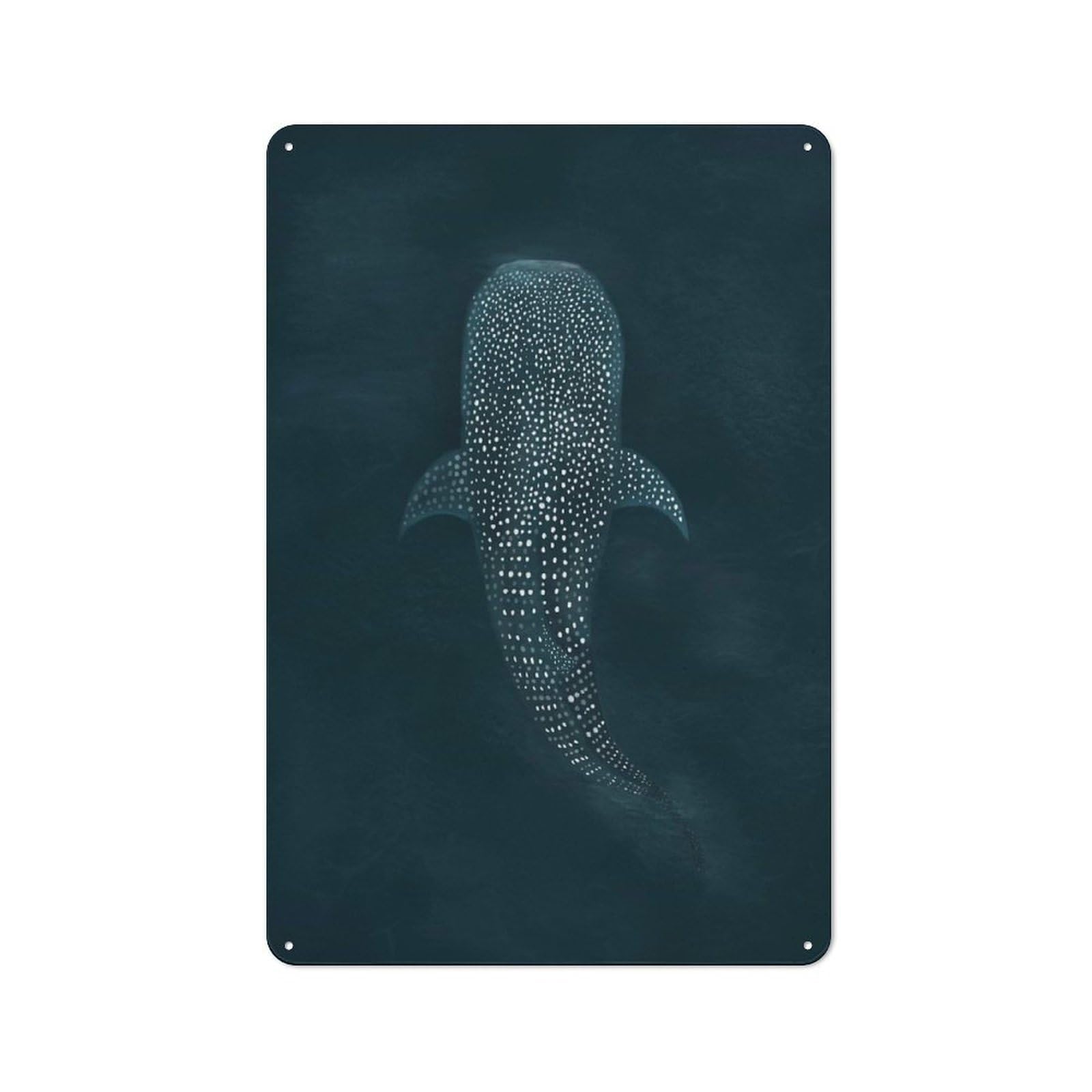 Junmoney Style-21 Whale Shark Top View Vintage Tin Wall Plaque 30X20cm For Hobby Room Or Studio, A Decorative Metal Sign For Hobby Rooms And Studios
