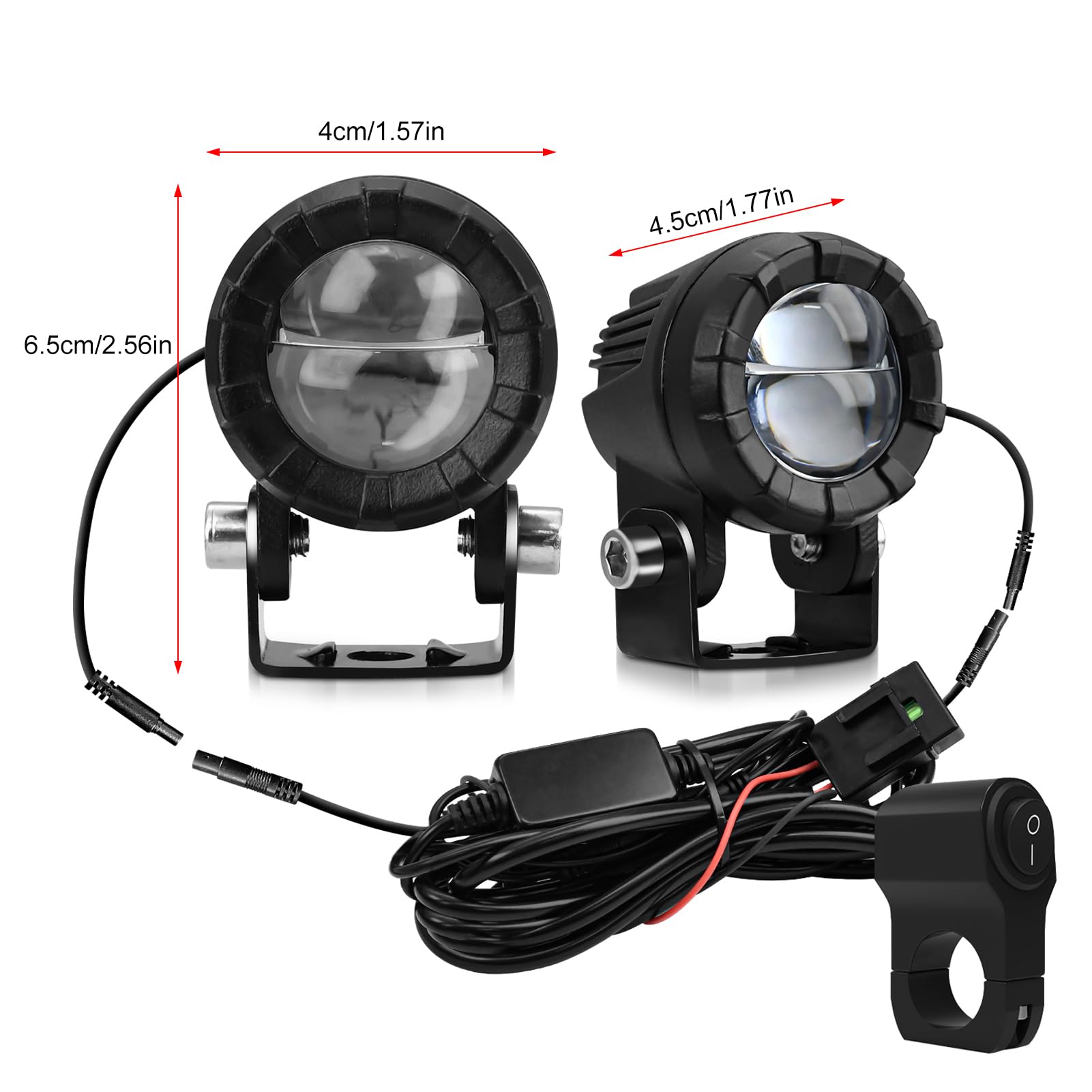 Luci Ausiliarie per Moto, Faretti a LED per Moto con Kit di Cablaggio, Set di Aggiornamento Fari per Stagni da 2 Pacchi