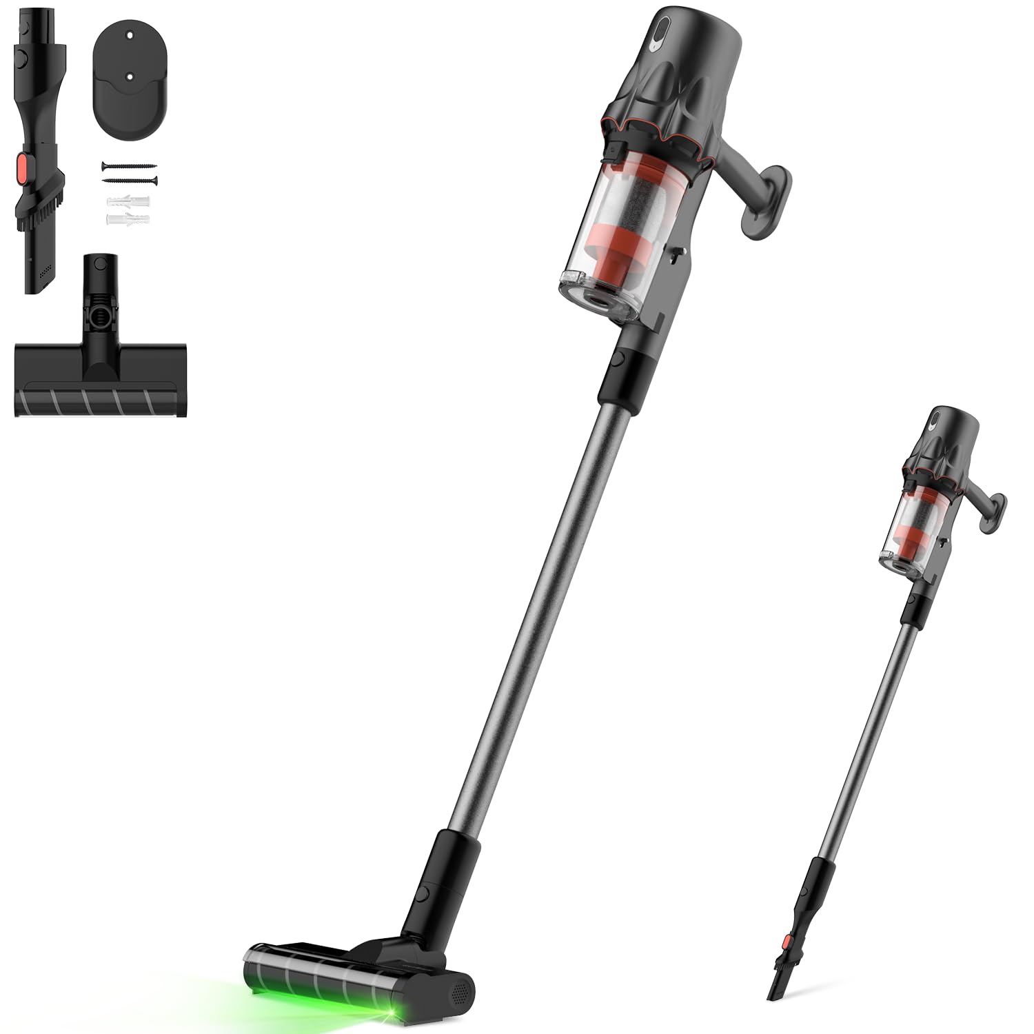 Deerma DEM-T30W Aspirapolvere senza filo 2 in 1 con Rilevamento Ottico della Polvere, Filtro HEPA, 23kPa, 240W e Spazzola Morbida